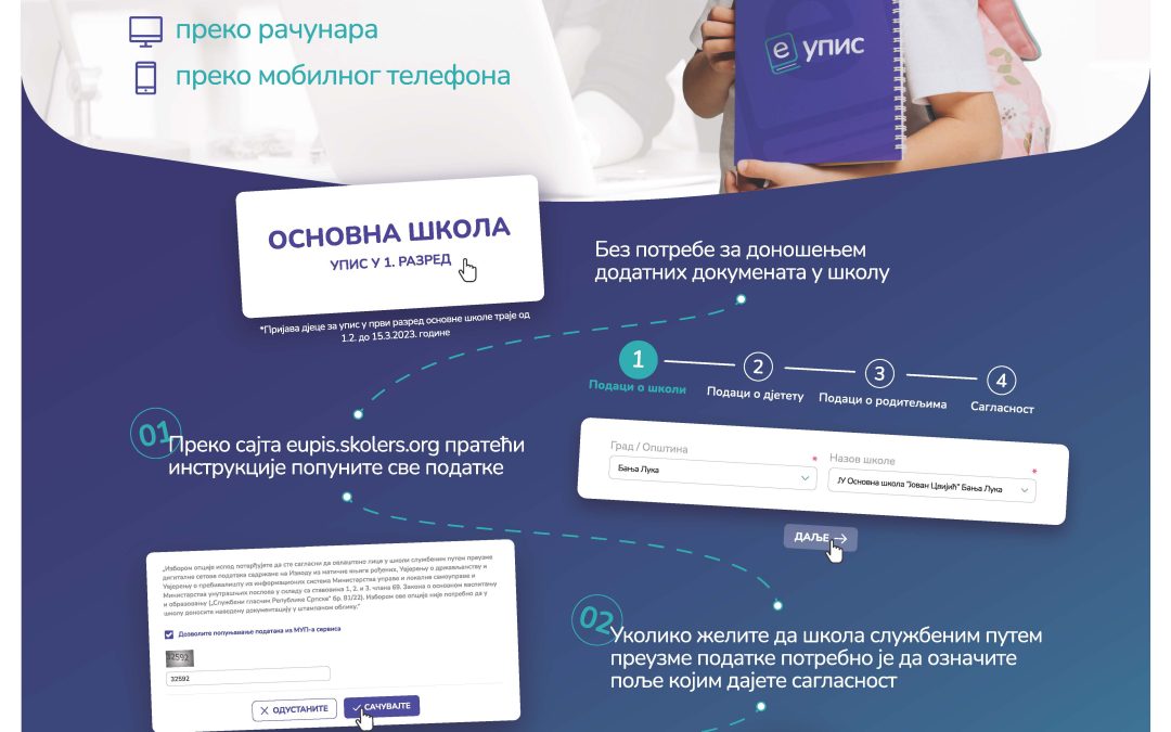 Обавјештење за родитеље дјеце дорасле за упис у први разред
